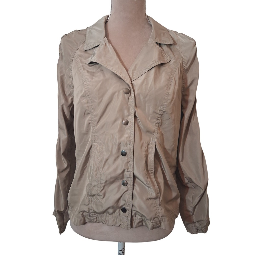 Christopher & Banks Women Tan Lightweight Snap Front Windbreaker Jacket Size S